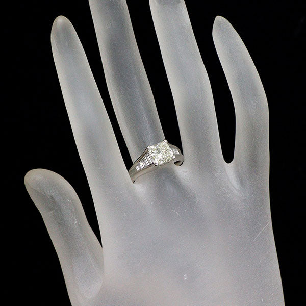 Pt900 プリンセスカット ダイヤモンド リング 2.001ct M SI1 D0.30ct
