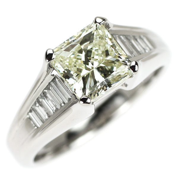 Pt900 プリンセスカット ダイヤモンド リング 2.001ct M SI1 D0.30ct