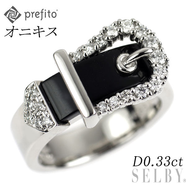 プレフィート Pt900 オニキス ダイヤモンド リング D0.33ct