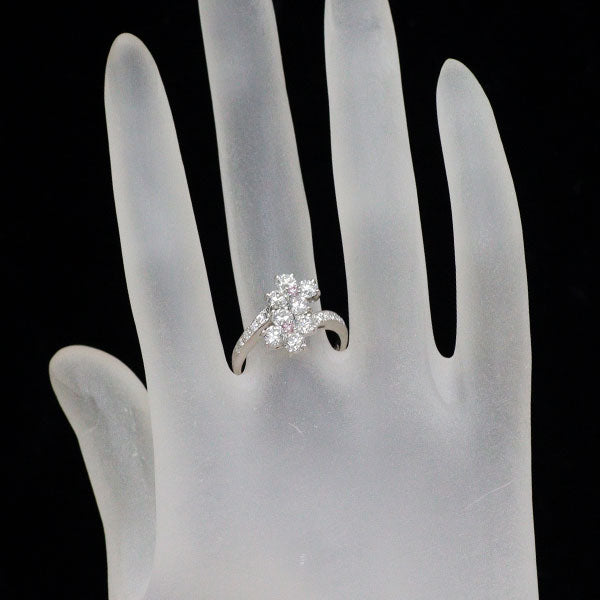 希少 Pt900 天然ピンク/カラーレス ダイヤモンド リング 0.06ct D1.65ct フラワー