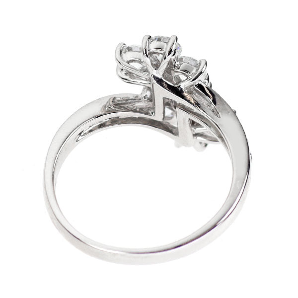 希少 Pt900 天然ピンク/カラーレス ダイヤモンド リング 0.06ct D1.65ct フラワー