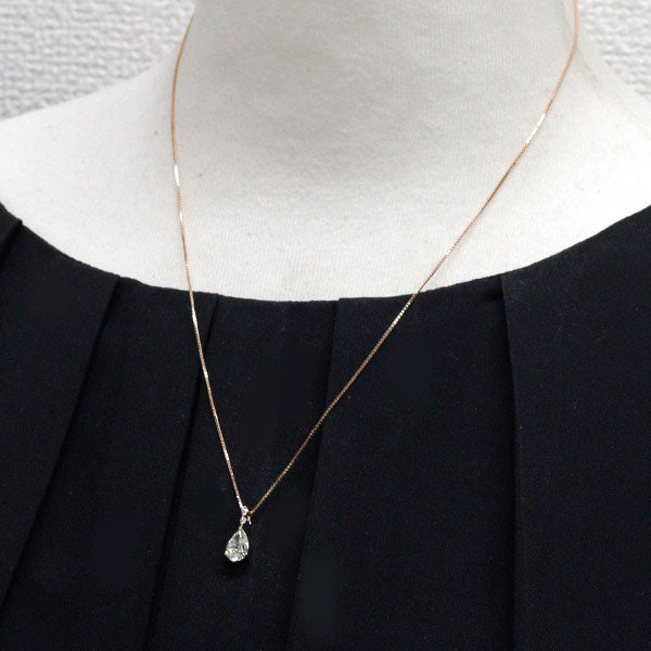 K18PG ペアシェイプ ダイヤモンド ダイヤモンド ペンダントネックレス 1.050ct VLY SI2 D0.03ct