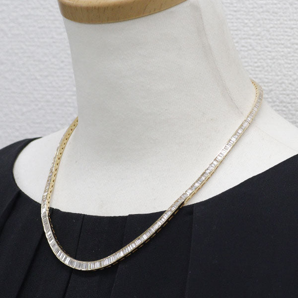 K18YG バケットカット ダイヤモンド テニス ネックレス 10.49ct