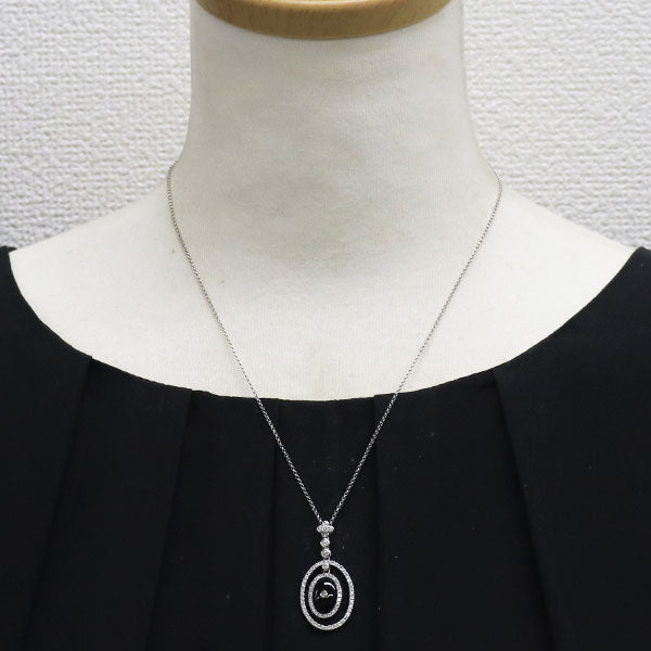 K18WG オニキス ダイヤモンド ペンダントネックレス D0.65ct