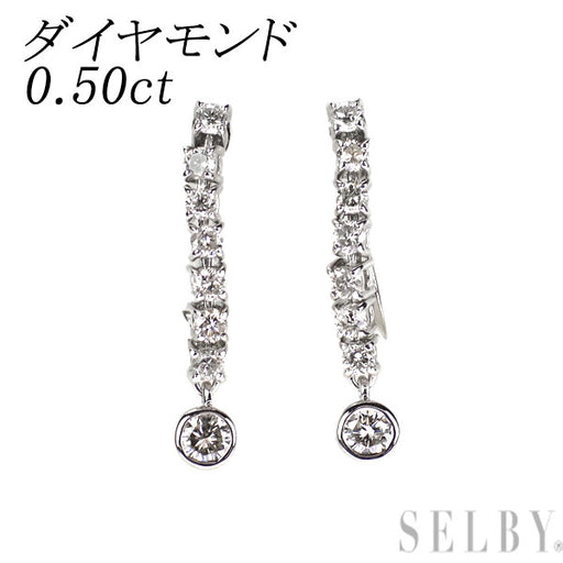K18WG/ K14WG ダイヤモンド イヤリング 0.50ct — セルビーオンラインストア