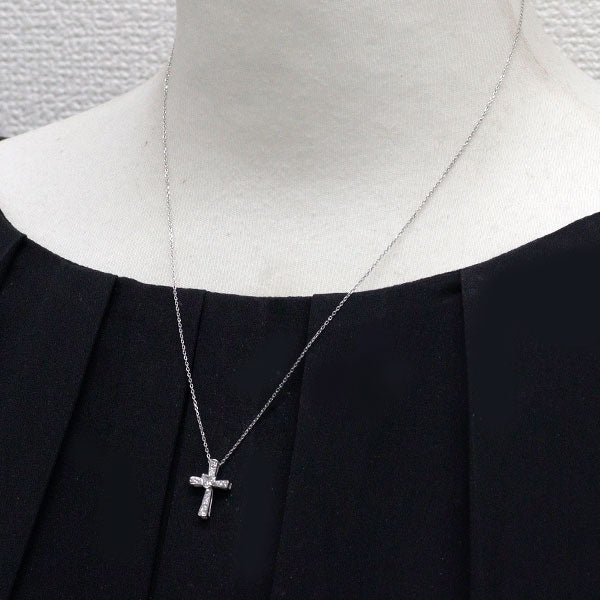 スタージュエリー Pt950 ダイヤモンド ペンダントネックレス 0.23ct クロス