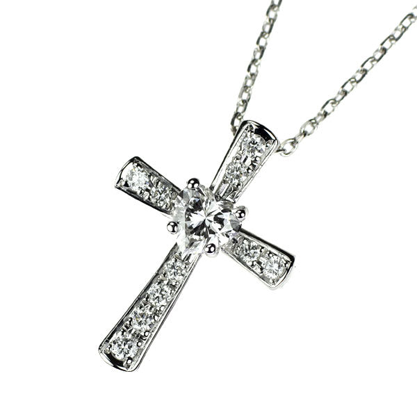 スタージュエリー Pt950 ダイヤモンド ペンダントネックレス 0.23ct クロス