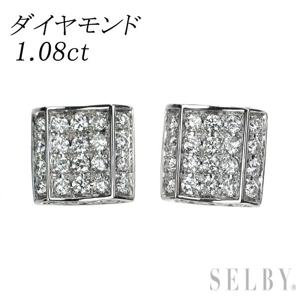 K18WG ダイヤモンド ピアス 1.08ct パヴェ