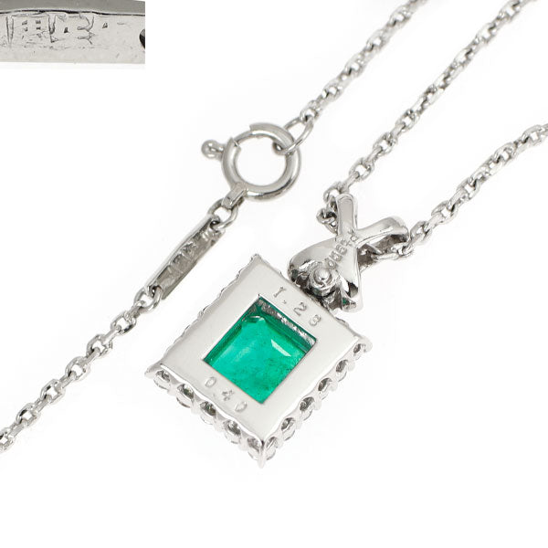 周生生 Pt900/Pt850 エメラルド ダイヤモンド ペンダントネックレス 1.28ct D0.40ct 引き輪社外