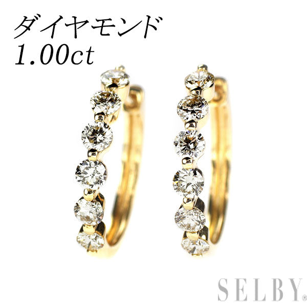 K18YG ダイヤモンド フープ ピアス 1.00ct