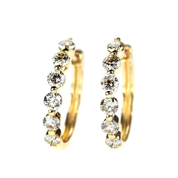 K18YG ダイヤモンド フープ ピアス 1.00ct