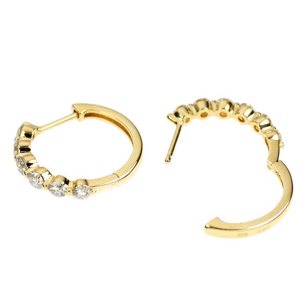 K18YG ダイヤモンド フープ ピアス 1.00ct
