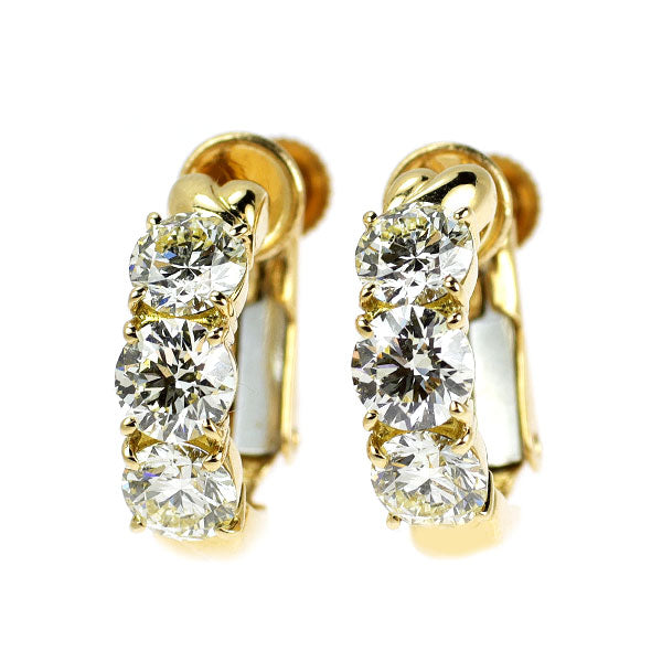 K18YG H&C ダイヤモンド イヤリング 2.020ct フープ