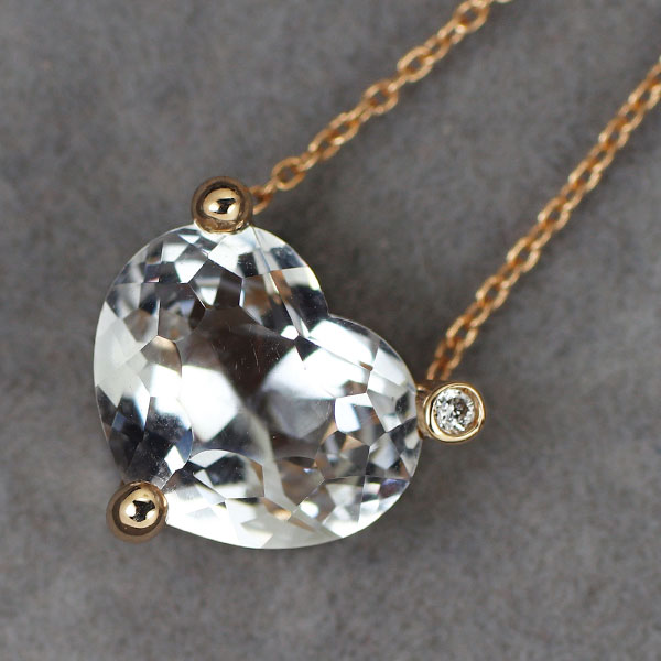 ポンテヴェキオ K18PG クオーツ ダイヤモンド ペンダントネックレス 2.50ct D0.008ct ハート