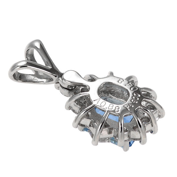 Pt900 アクアマリン ダイヤモンド ペンダントトップ 0.88ct D0.48ct