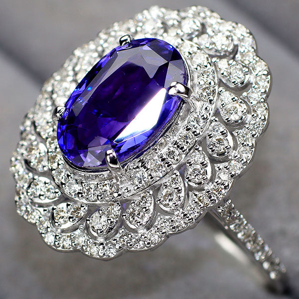 K18WG 非加熱カラーチェンジバイオレットサファイア ダイヤモンド