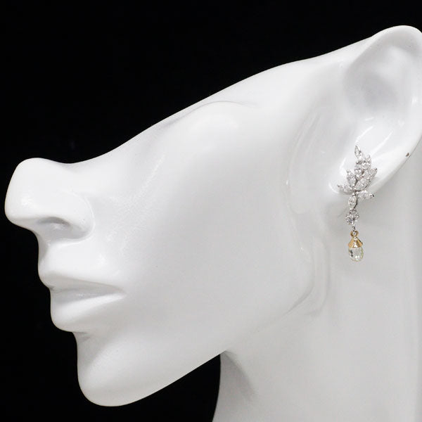K18YG/WG ブリオレットカット ダイヤモンド ピアス 2.078ct LY/VLY SI1 D2.15ct