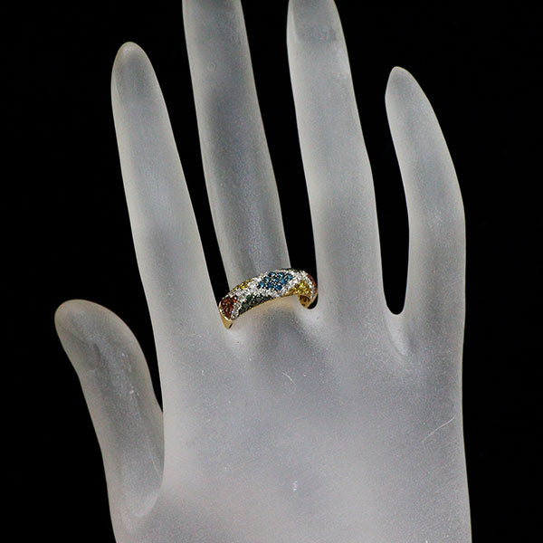 K18YG トリート/カラーレス ダイヤモンド リング 0.58ct D0.41ct パヴェ