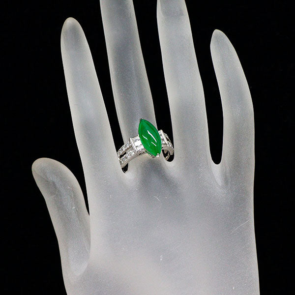 Pt900 翡翠 ダイヤモンド リング 4.002ct D0.80ct