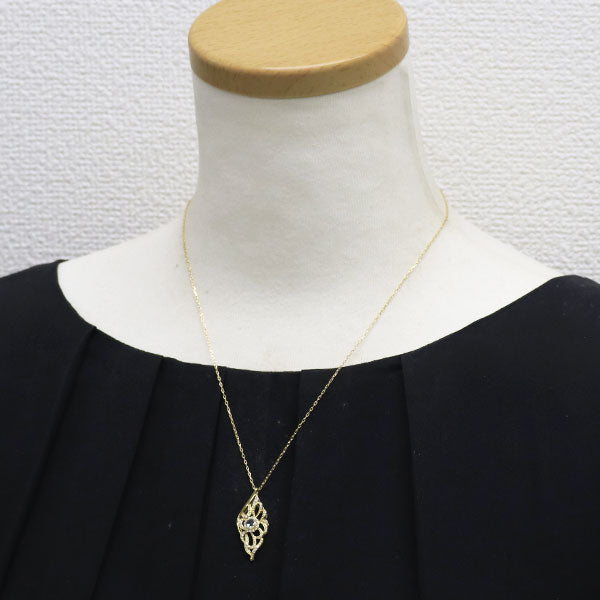 K18YG ローズカット ダイヤモンド ペンダントネックレス 0.20ct D0.22ct