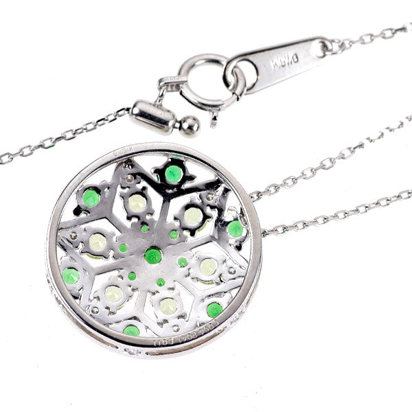 K18WG グリーン ガーネット ペリドット ダイヤモンド ペンダントネックレス 0.64ct P0.41ct D0.11ct