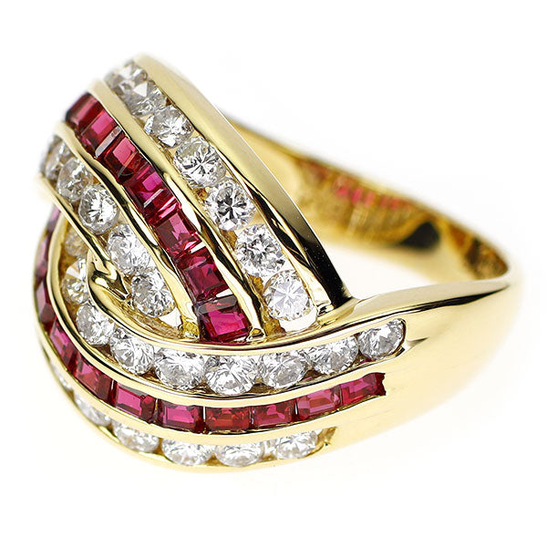 K18YG ルビー ダイヤモンド リング 1.37ct D1.52ct