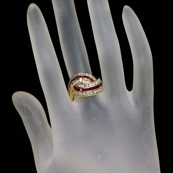 K18YG ルビー ダイヤモンド リング 1.37ct D1.52ct