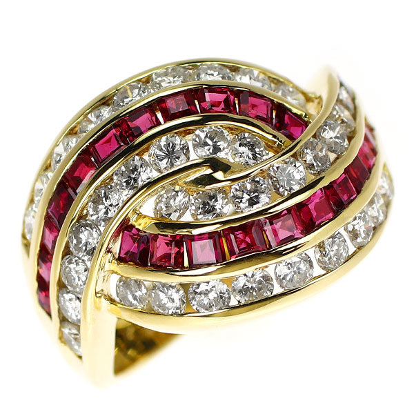 K18YG ルビー ダイヤモンド リング 1.37ct D1.52ct