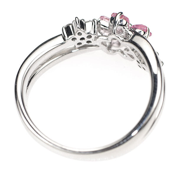 K18WG ピンク サファイア ダイヤモンド リング 0.56ct D.15ct 桜