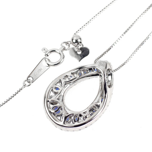 K18WG サファイア ダイヤモンド ペンダントネックレス 0.85ct D0.45ct