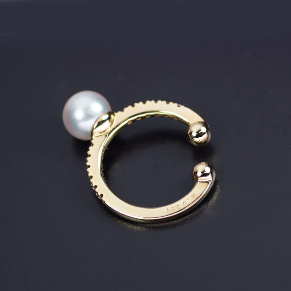 Hirotaka/ヒロタカ K10YG アコヤ真珠 ダイヤモンド イヤリング/ イヤーカフ 径約6.1mm D0.06ct 片方のみ