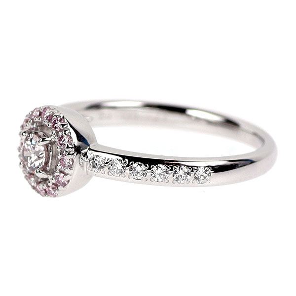 田崎真珠 希少 K18WG 天然ピンク/カラーレス ダイヤモンド リング 0.150ct VLPP VS2 D0.22ct