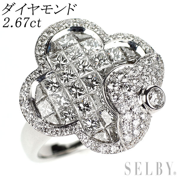 K18WG ダイヤモンド リング 2.67ct フラワー