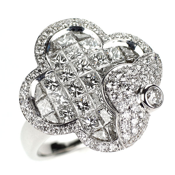 K18WG ダイヤモンド リング 2.67ct フラワー