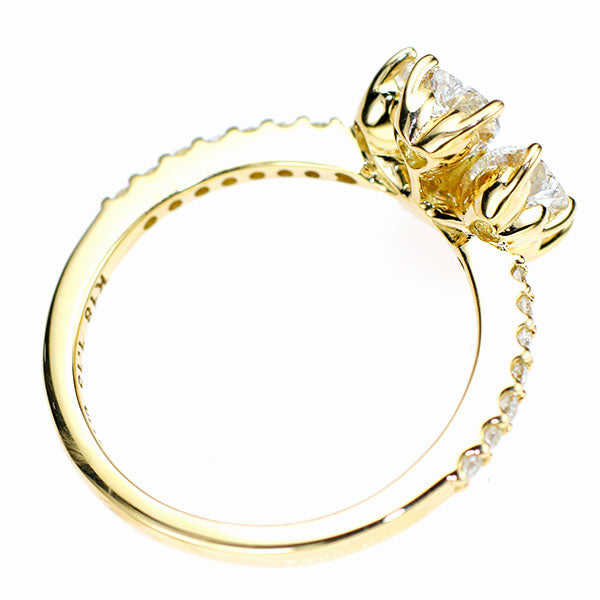K18YG ハートシェイプカットダイヤモンド ダイヤモンド リング 1.15ct D0.15ct