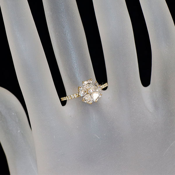 K18YG ハートシェイプカットダイヤモンド ダイヤモンド リング 1.15ct D0.15ct