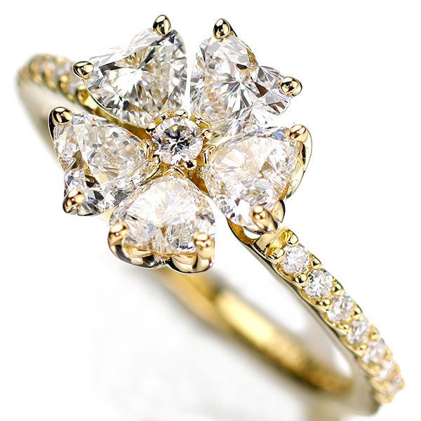 K18YG ハートシェイプカットダイヤモンド ダイヤモンド リング 1.15ct D0.15ct