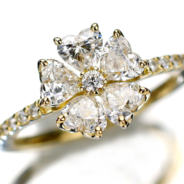 K18YG ハートシェイプカットダイヤモンド ダイヤモンド リング 1.15ct D0.15ct