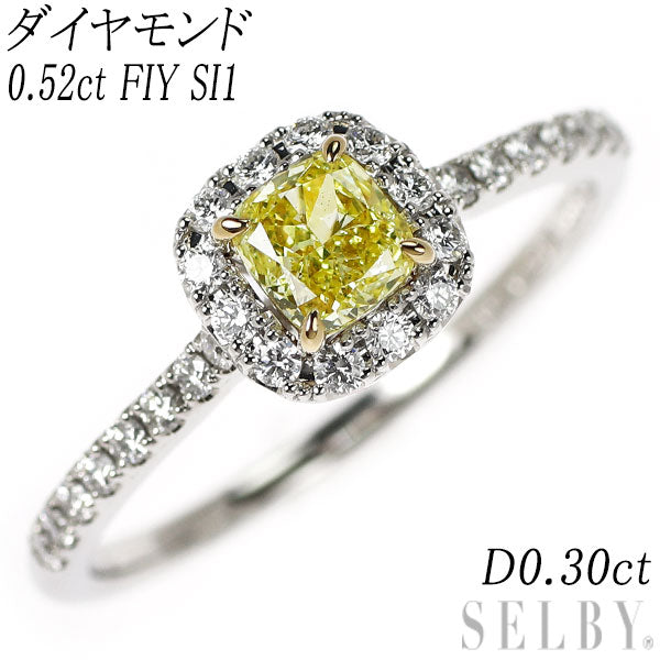 Pt900/K18YG ダイヤモンド リング 0.52ct FIY SI1 D0.30ct