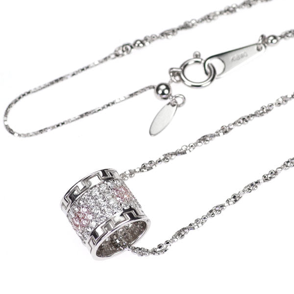 K18WG 天然ピンク/カラーレス ダイヤモンド ペンダントネックレス 1.00ct