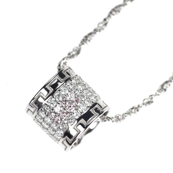 K18WG 天然ピンク/カラーレス ダイヤモンド ペンダントネックレス 1.00ct