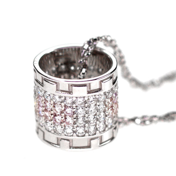 K18WG 天然ピンク/カラーレス ダイヤモンド ペンダントネックレス 1.00ct