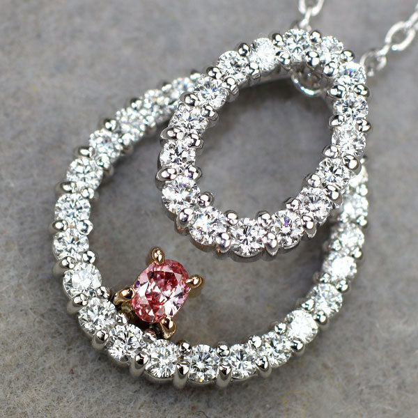 Pt900/K18PG/Pt850 天然ピンク ダイヤモンド ペンダントネックレス 0.076ct FIP VVS2 D0.67ct