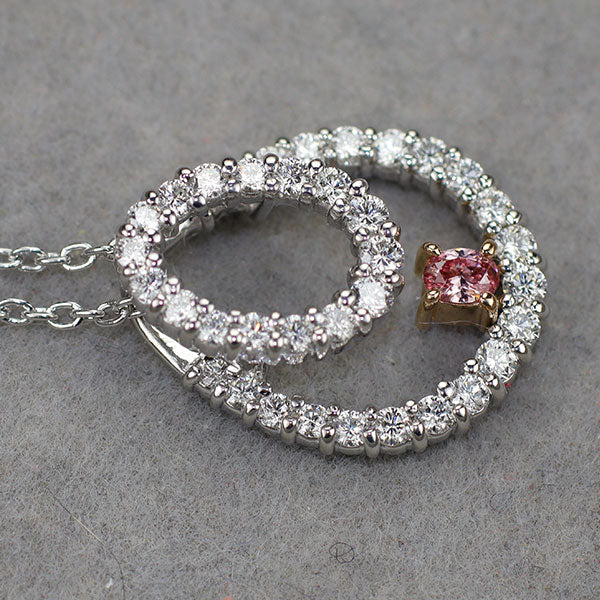 Pt900/K18PG/Pt850 天然ピンク ダイヤモンド ペンダントネックレス 0.076ct FIP VVS2 D0.67ct