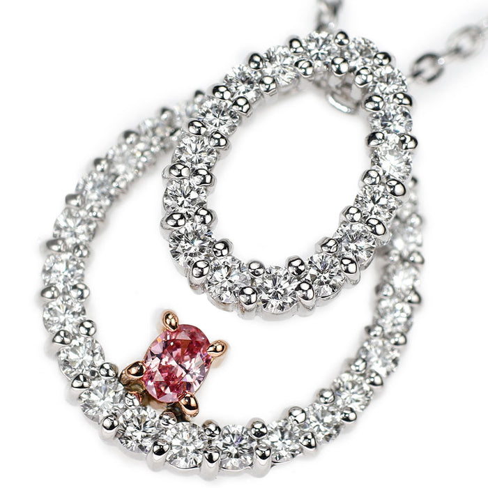 Pt900/K18PG/Pt850 天然ピンク ダイヤモンド ペンダントネックレス 0.076ct FIP VVS2 D0.67ct