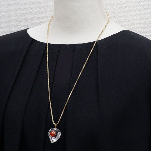 K18YG 珊瑚 ロッククリスタル ペンダントネックレス 径約10.2mm