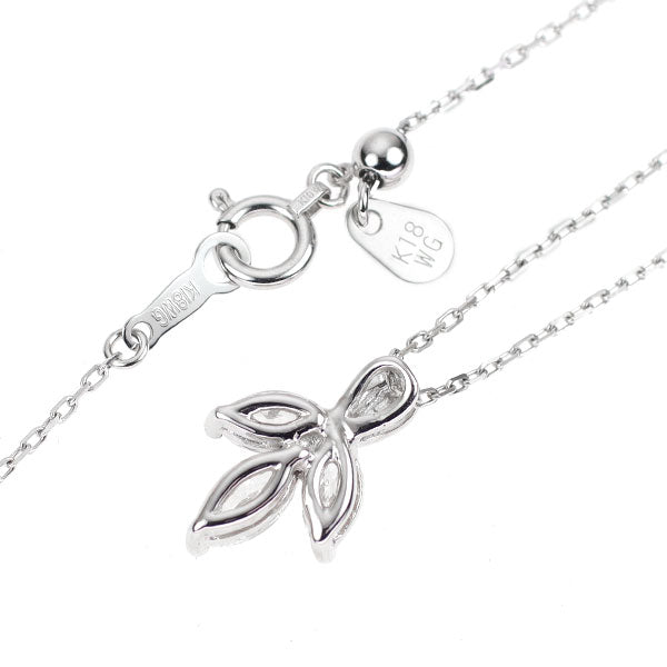 K18WG マーキスカット ダイヤモンド ペンダントネックレス 0.58ct 植物