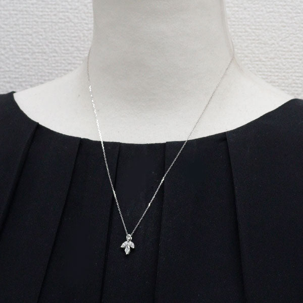 K18WG マーキスカット ダイヤモンド ペンダントネックレス 0.58ct 植物