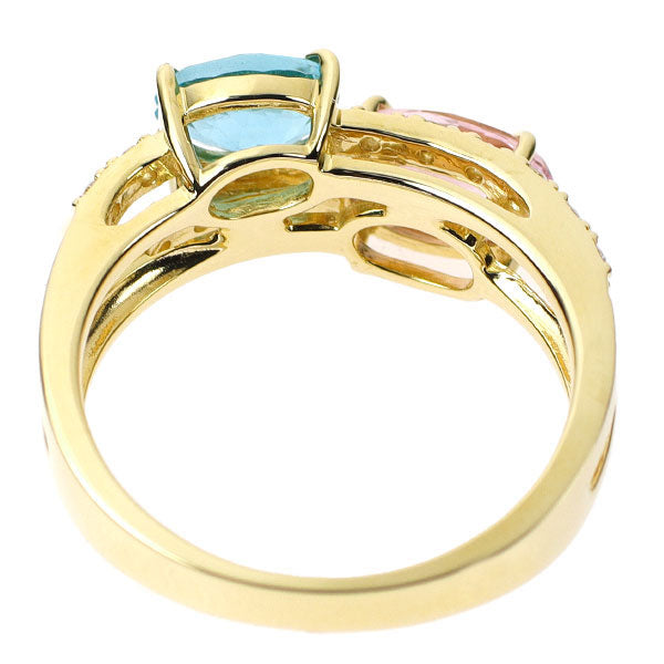 K18YG モルガナイト アパタイト ダイヤモンド リング 1.00ct A0.70ct D0.15ct