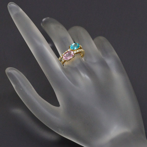 K18YG モルガナイト アパタイト ダイヤモンド リング 1.00ct A0.70ct D0.15ct